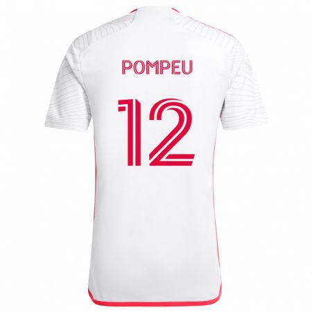 Kandiny Niño Camiseta Célio Pompeu #12 Blanco Rojo 2ª Equipación 2024/25 La Camisa Chile