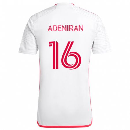 Kandiny Niño Camiseta Samuel Adeniran #16 Blanco Rojo 2ª Equipación 2024/25 La Camisa Chile