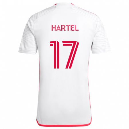 Kandiny Niño Camiseta Marcel Hartel #17 Blanco Rojo 2ª Equipación 2024/25 La Camisa Chile