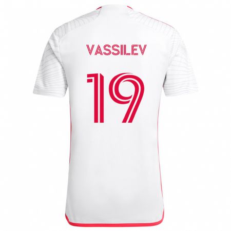 Kandiny Niño Camiseta Indiana Vassilev #19 Blanco Rojo 2ª Equipación 2024/25 La Camisa Chile