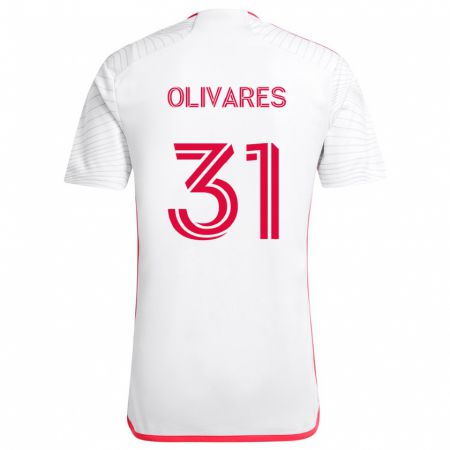 Kandiny Niño Camiseta Christian Olivares #31 Blanco Rojo 2ª Equipación 2024/25 La Camisa Chile