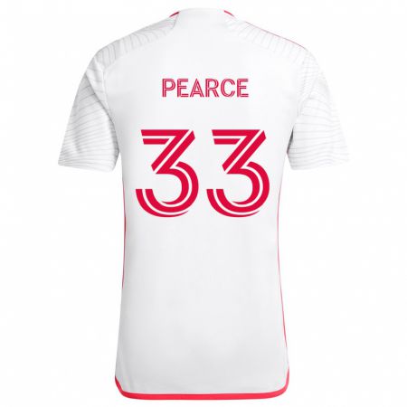 Kandiny Niño Camiseta Tyson Pearce #33 Blanco Rojo 2ª Equipación 2024/25 La Camisa Chile