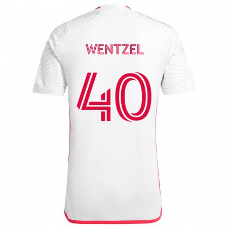 Kandiny Niño Camiseta Michael Wentzel #40 Blanco Rojo 2ª Equipación 2024/25 La Camisa Chile