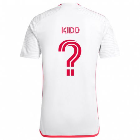 Kandiny Niño Camiseta Matteo Kidd #0 Blanco Rojo 2ª Equipación 2024/25 La Camisa Chile