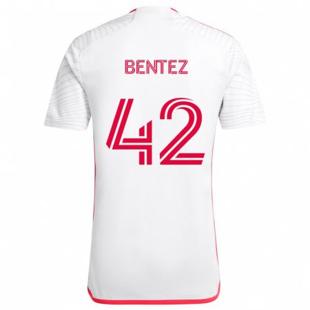 Kandiny Niño Camiseta Óscar Benítez #42 Blanco Rojo 2ª Equipación 2024/25 La Camisa Chile