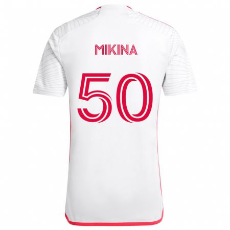 Kandiny Niño Camiseta Gabriel Mikina #50 Blanco Rojo 2ª Equipación 2024/25 La Camisa Chile