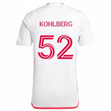 Kandiny Niño Camiseta Andrew Kohlberg #52 Blanco Rojo 2ª Equipación 2024/25 La Camisa Chile