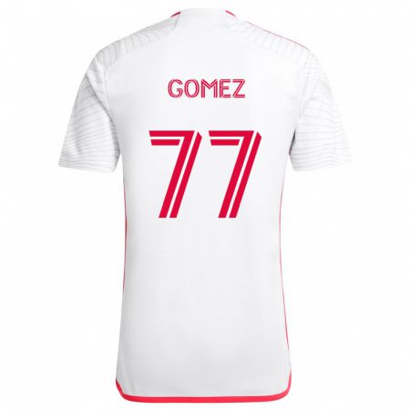 Kandiny Niño Camiseta Sam Gomez #77 Blanco Rojo 2ª Equipación 2024/25 La Camisa Chile