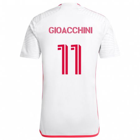 Kandiny Niño Camiseta Nicholas Gioacchini #11 Blanco Rojo 2ª Equipación 2024/25 La Camisa Chile