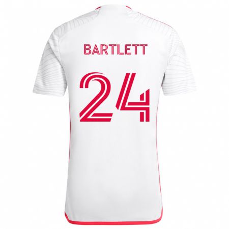 Kandiny Niño Camiseta Lucas Bartlett #24 Blanco Rojo 2ª Equipación 2024/25 La Camisa Chile