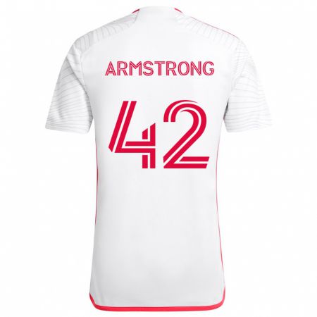 Kandiny Niño Camiseta Ezra Armstrong #42 Blanco Rojo 2ª Equipación 2024/25 La Camisa Chile