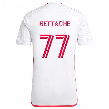 Kandiny Niño Camiseta Faysal Bettache #77 Blanco Rojo 2ª Equipación 2024/25 La Camisa Chile