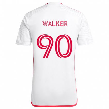 Kandiny Niño Camiseta Eric Walker #90 Blanco Rojo 2ª Equipación 2024/25 La Camisa Chile