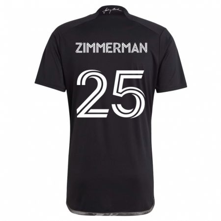 Kandiny Niño Camiseta Walker Zimmerman #25 Negro 2ª Equipación 2024/25 La Camisa Chile