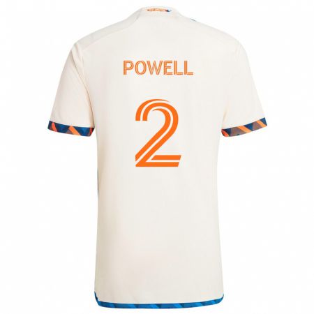 Kandiny Niño Camiseta Alvas Powell #2 Blanco Naranja 2ª Equipación 2024/25 La Camisa Chile