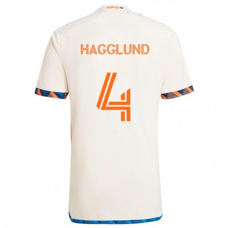 Kandiny Niño Camiseta Nick Hagglund #4 Blanco Naranja 2ª Equipación 2024/25 La Camisa Chile