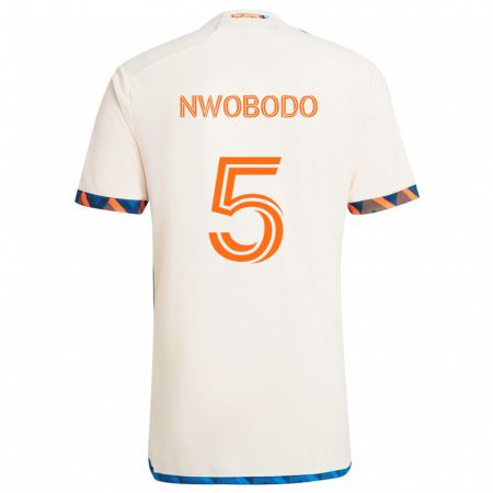 Kandiny Niño Camiseta Obinna Nwobodo #5 Blanco Naranja 2ª Equipación 2024/25 La Camisa Chile