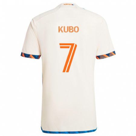 Kandiny Niño Camiseta Yuya Kubo #7 Blanco Naranja 2ª Equipación 2024/25 La Camisa Chile