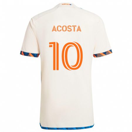 Kandiny Niño Camiseta Luciano Acosta #10 Blanco Naranja 2ª Equipación 2024/25 La Camisa Chile