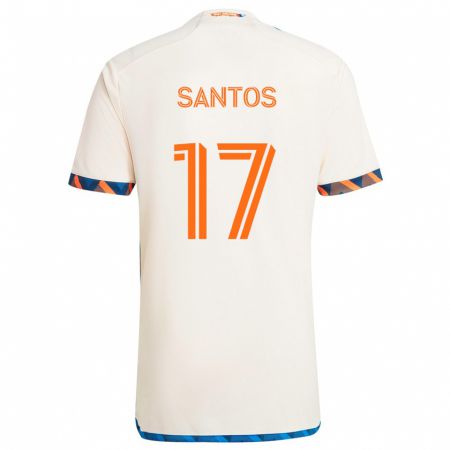 Kandiny Niño Camiseta Sergio Santos #17 Blanco Naranja 2ª Equipación 2024/25 La Camisa Chile