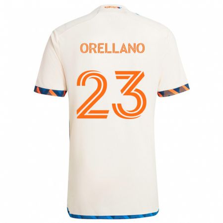 Kandiny Niño Camiseta Luca Orellano #23 Blanco Naranja 2ª Equipación 2024/25 La Camisa Chile