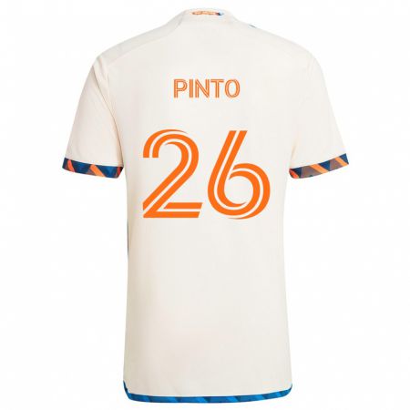 Kandiny Niño Camiseta Malik Pinto #26 Blanco Naranja 2ª Equipación 2024/25 La Camisa Chile