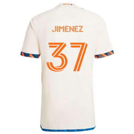 Kandiny Niño Camiseta Stiven Jimenez #37 Blanco Naranja 2ª Equipación 2024/25 La Camisa Chile