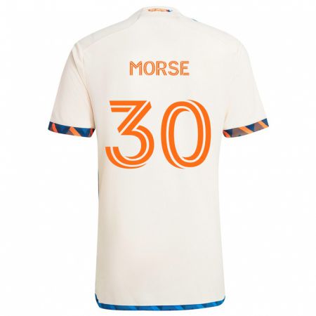 Kandiny Niño Camiseta Hunter Morse #30 Blanco Naranja 2ª Equipación 2024/25 La Camisa Chile