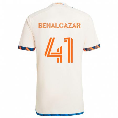 Kandiny Niño Camiseta Nico Benalcázar #41 Blanco Naranja 2ª Equipación 2024/25 La Camisa Chile