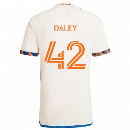 Kandiny Niño Camiseta Amir Daley #42 Blanco Naranja 2ª Equipación 2024/25 La Camisa Chile