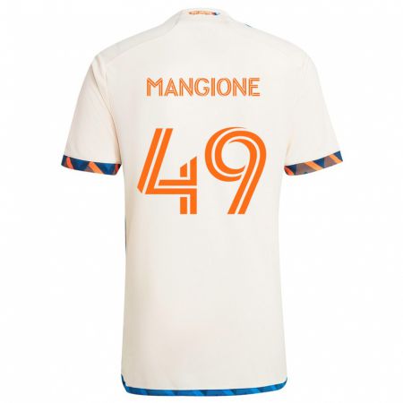 Kandiny Niño Camiseta Peter Mangione #49 Blanco Naranja 2ª Equipación 2024/25 La Camisa Chile