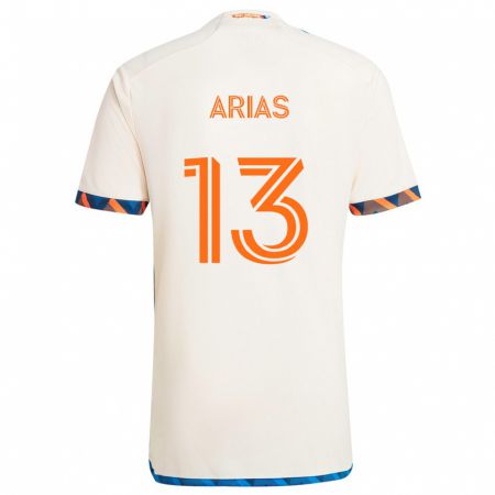 Kandiny Niño Camiseta Santiago Arias #13 Blanco Naranja 2ª Equipación 2024/25 La Camisa Chile