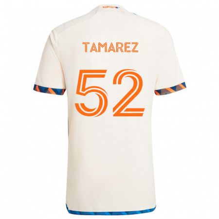 Kandiny Niño Camiseta Lucas Tamarez #52 Blanco Naranja 2ª Equipación 2024/25 La Camisa Chile