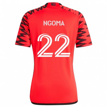 Kandiny Niño Camiseta Serge Ngoma #22 Rojo Negro Blanco 2ª Equipación 2024/25 La Camisa Chile