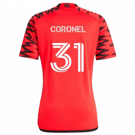 Kandiny Niño Camiseta Carlos Coronel #31 Rojo Negro Blanco 2ª Equipación 2024/25 La Camisa Chile