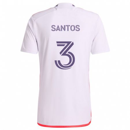 Kandiny Niño Camiseta Rafael Santos #3 Blanco Rojo Púrpura 2ª Equipación 2024/25 La Camisa Chile