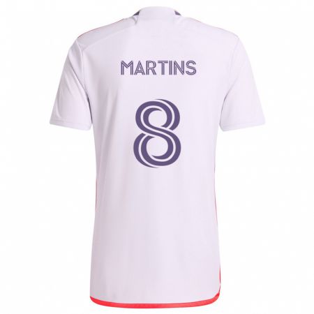 Kandiny Niño Camiseta Felipe Martins #8 Blanco Rojo Púrpura 2ª Equipación 2024/25 La Camisa Chile