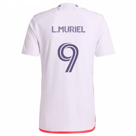 Kandiny Niño Camiseta Luis Muriel #9 Blanco Rojo Púrpura 2ª Equipación 2024/25 La Camisa Chile