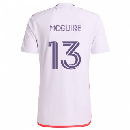 Kandiny Niño Camiseta Duncan Mcguire #13 Blanco Rojo Púrpura 2ª Equipación 2024/25 La Camisa Chile