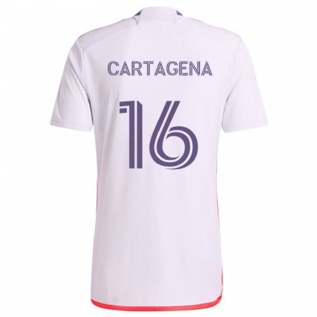 Kandiny Niño Camiseta Wilder Cartagena #16 Blanco Rojo Púrpura 2ª Equipación 2024/25 La Camisa Chile