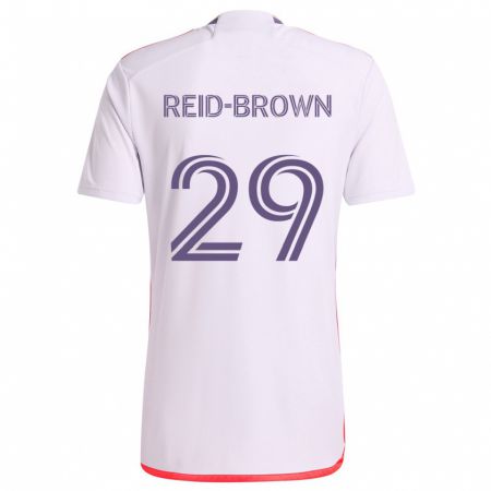 Kandiny Niño Camiseta Tahir Reid-Brown #29 Blanco Rojo Púrpura 2ª Equipación 2024/25 La Camisa Chile