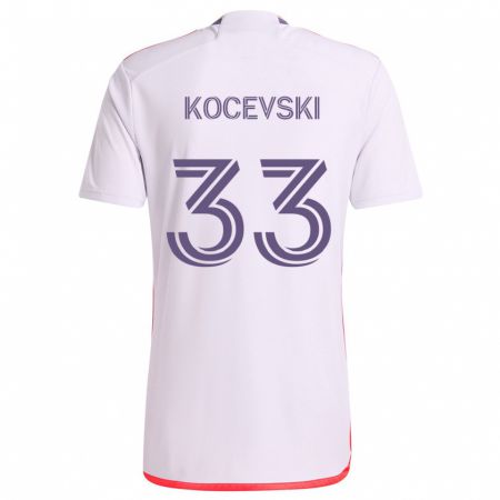 Kandiny Niño Camiseta Jeorgio Kocevski #33 Blanco Rojo Púrpura 2ª Equipación 2024/25 La Camisa Chile