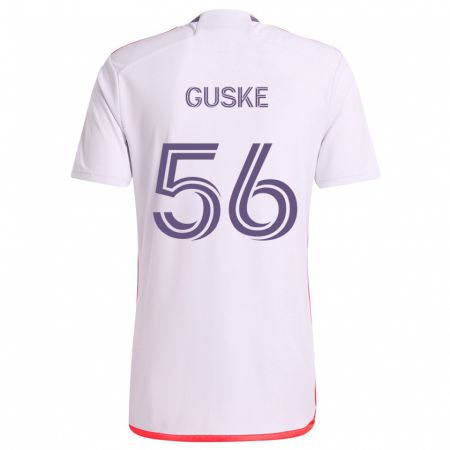 Kandiny Niño Camiseta Colin Guske #56 Blanco Rojo Púrpura 2ª Equipación 2024/25 La Camisa Chile