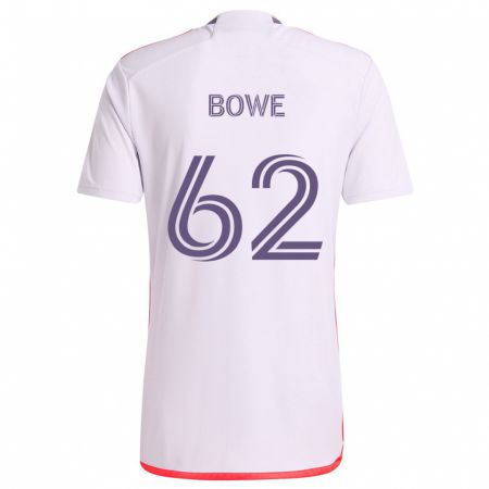 Kandiny Niño Camiseta Thomas Bowe #62 Blanco Rojo Púrpura 2ª Equipación 2024/25 La Camisa Chile