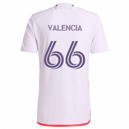 Kandiny Niño Camiseta Yeiler Valencia #66 Blanco Rojo Púrpura 2ª Equipación 2024/25 La Camisa Chile