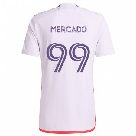 Kandiny Niño Camiseta Carlos Mercado #99 Blanco Rojo Púrpura 2ª Equipación 2024/25 La Camisa Chile