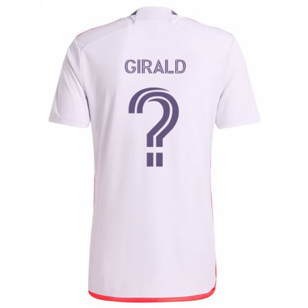 Kandiny Niño Camiseta Gian Girald #0 Blanco Rojo Púrpura 2ª Equipación 2024/25 La Camisa Chile