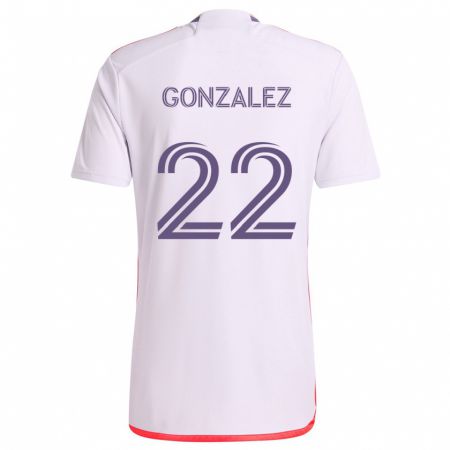 Kandiny Niño Camiseta Gastón González #22 Blanco Rojo Púrpura 2ª Equipación 2024/25 La Camisa Chile