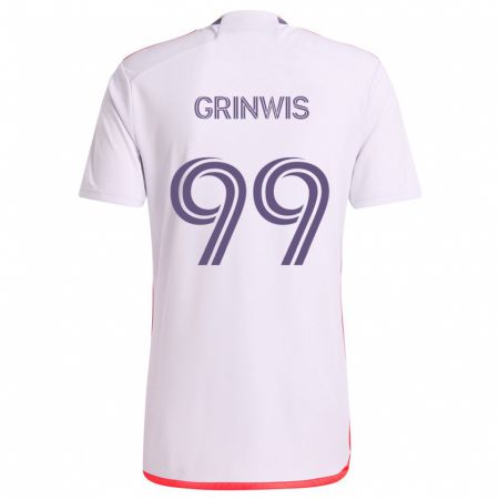 Kandiny Niño Camiseta Adam Grinwis #99 Blanco Rojo Púrpura 2ª Equipación 2024/25 La Camisa Chile