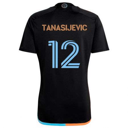 Kandiny Niño Camiseta Strahinja Tanasijevic #12 Negro Naranja Azul 2ª Equipación 2024/25 La Camisa Chile